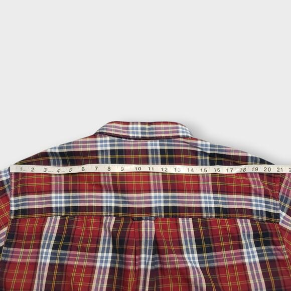 Chaps Ralph Lauren Madras Plaid Button Down Shirt XL Red Pocket Preppy Western - Picture 11 of 12